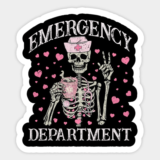 Valentine Er Nurse Emergency Department Room Skeleton Nurse Sticker by Neldy